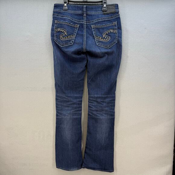 Silver Jeans Women's 27X33 (4) Blue Mid Slim Boot Cut Rivetted Pocket Western - Picture 2 of 15